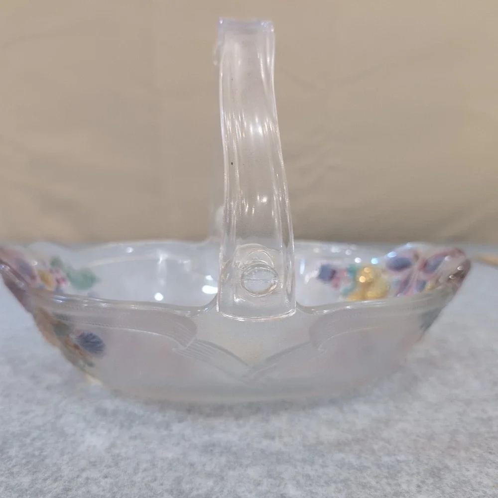 Mikasa Celebrations Holiday Bells‎ Colored Glass Oval Basket Christmas Handle - Picture 3 of 10